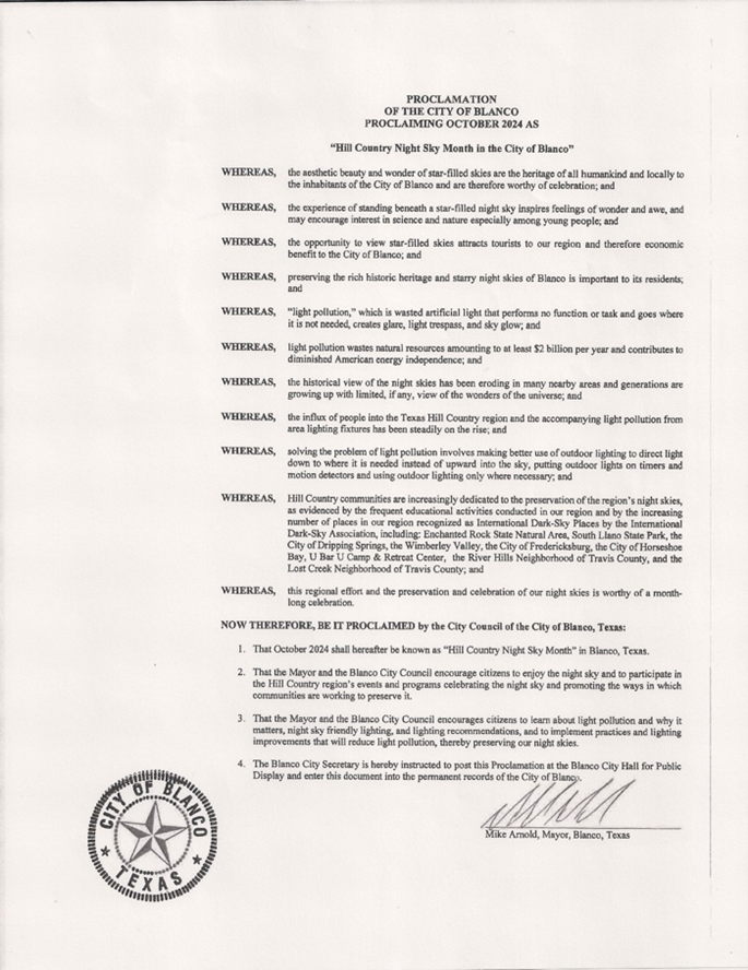 Proclamation City of Blanco